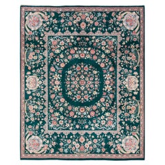 One-of-a-kind Hand Knotted Oriental Mogul Green Area Rug