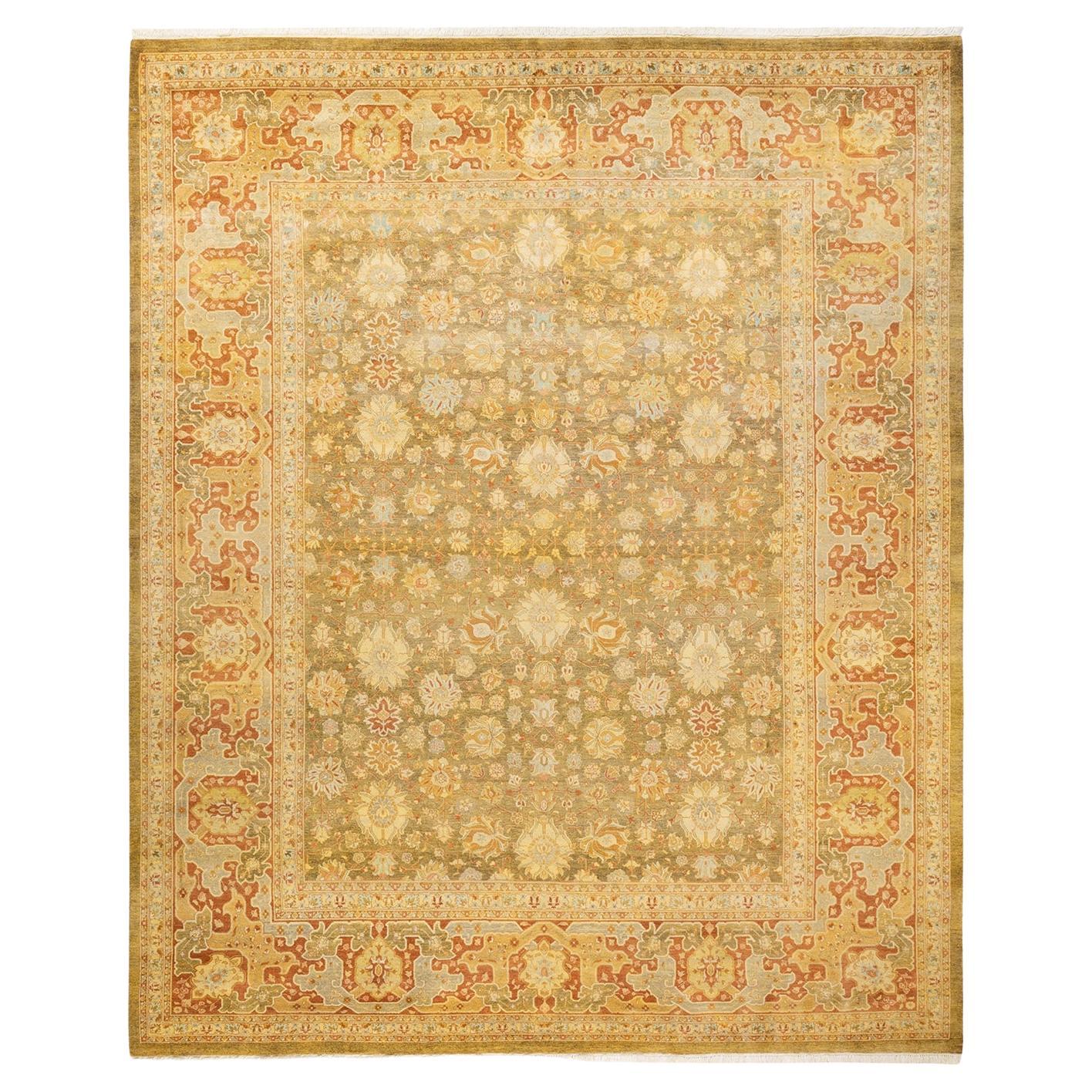 One-Of-A-Kind Hand Knotted Oriental Mogul Green Area Rug
