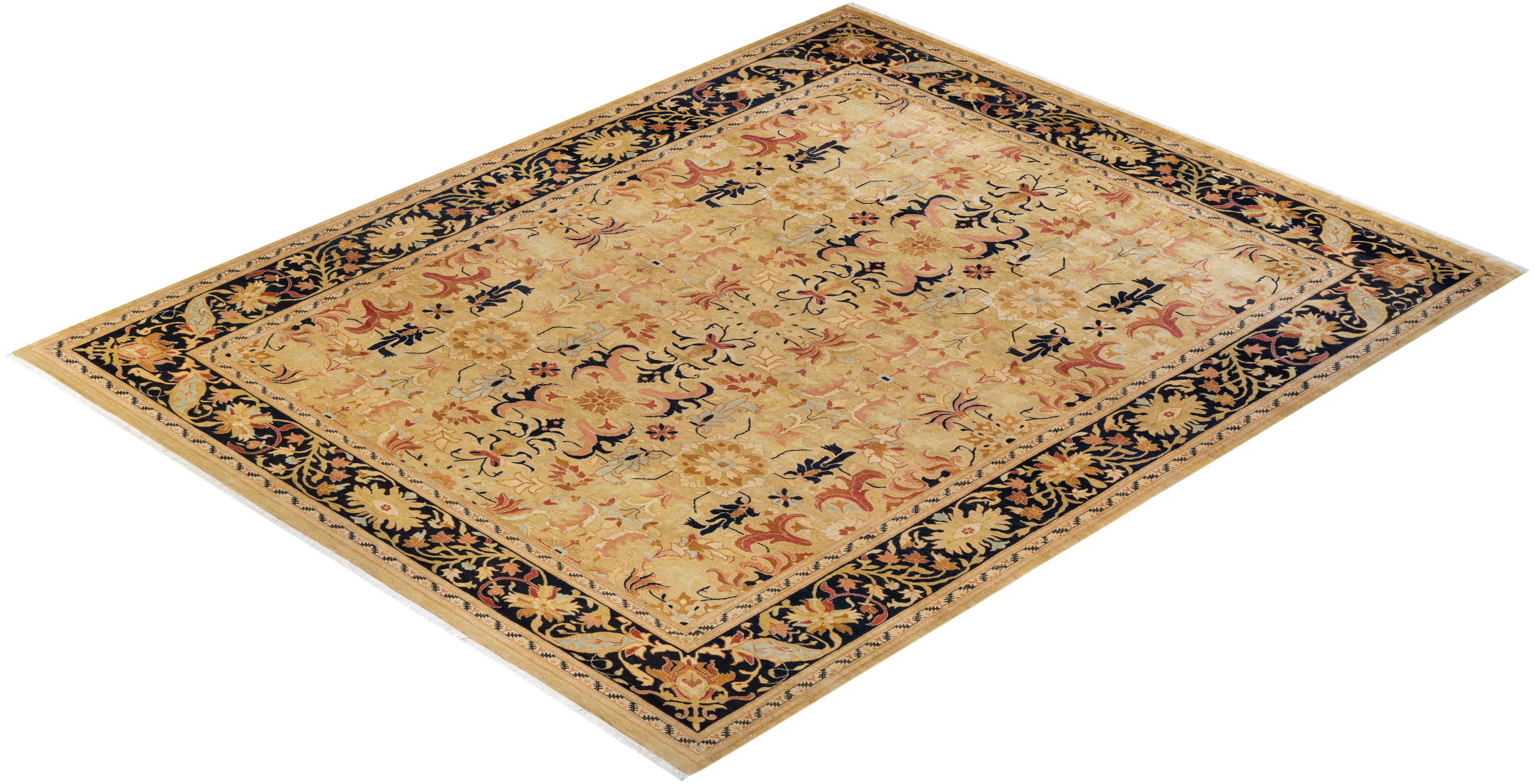 One-of-a-Kind Hand Knotted Oriental Mogul Green Area Rug For Sale 2
