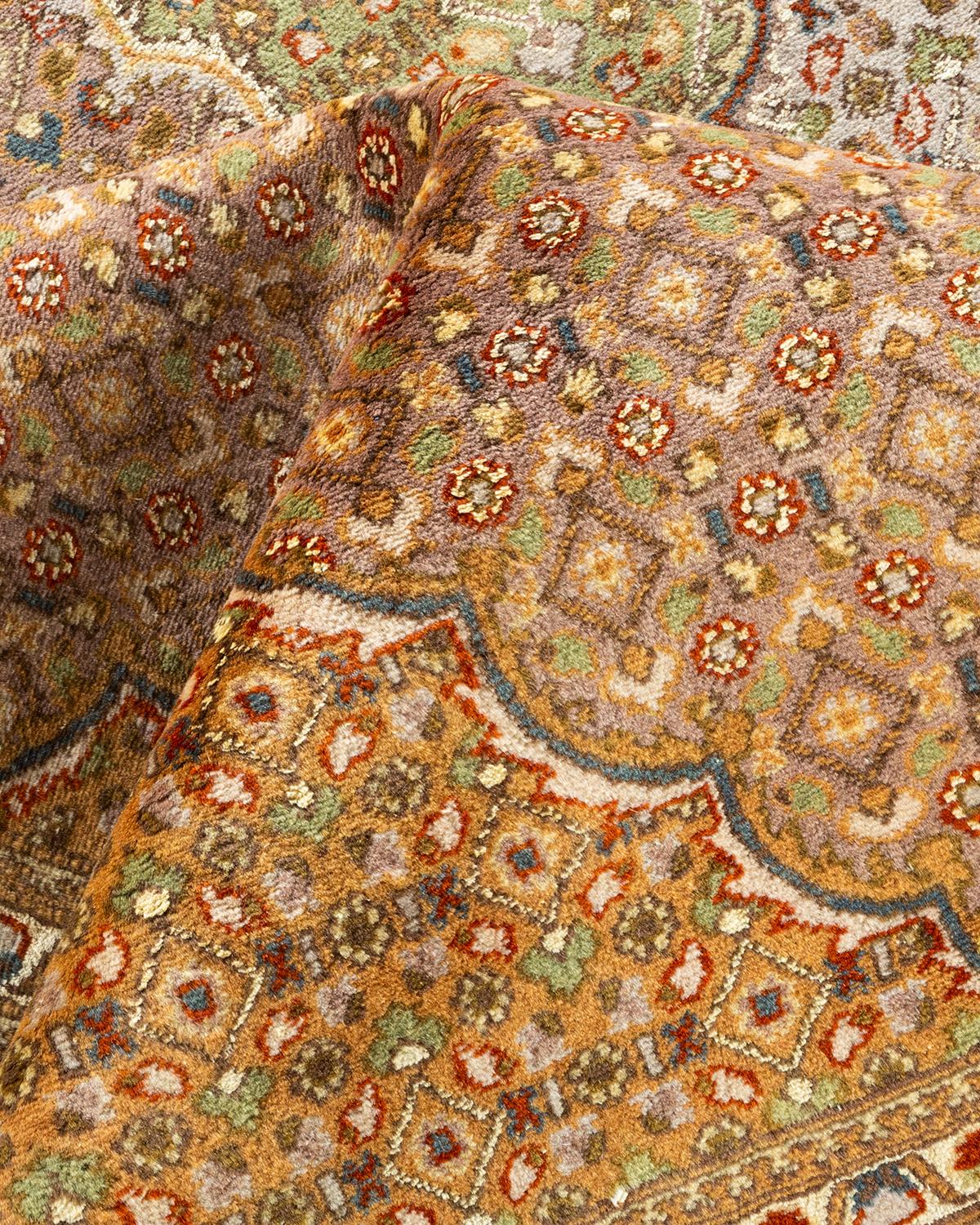 Tapis Oriental Mogul ivoire noué à la main, unique en son genre en vente 1
