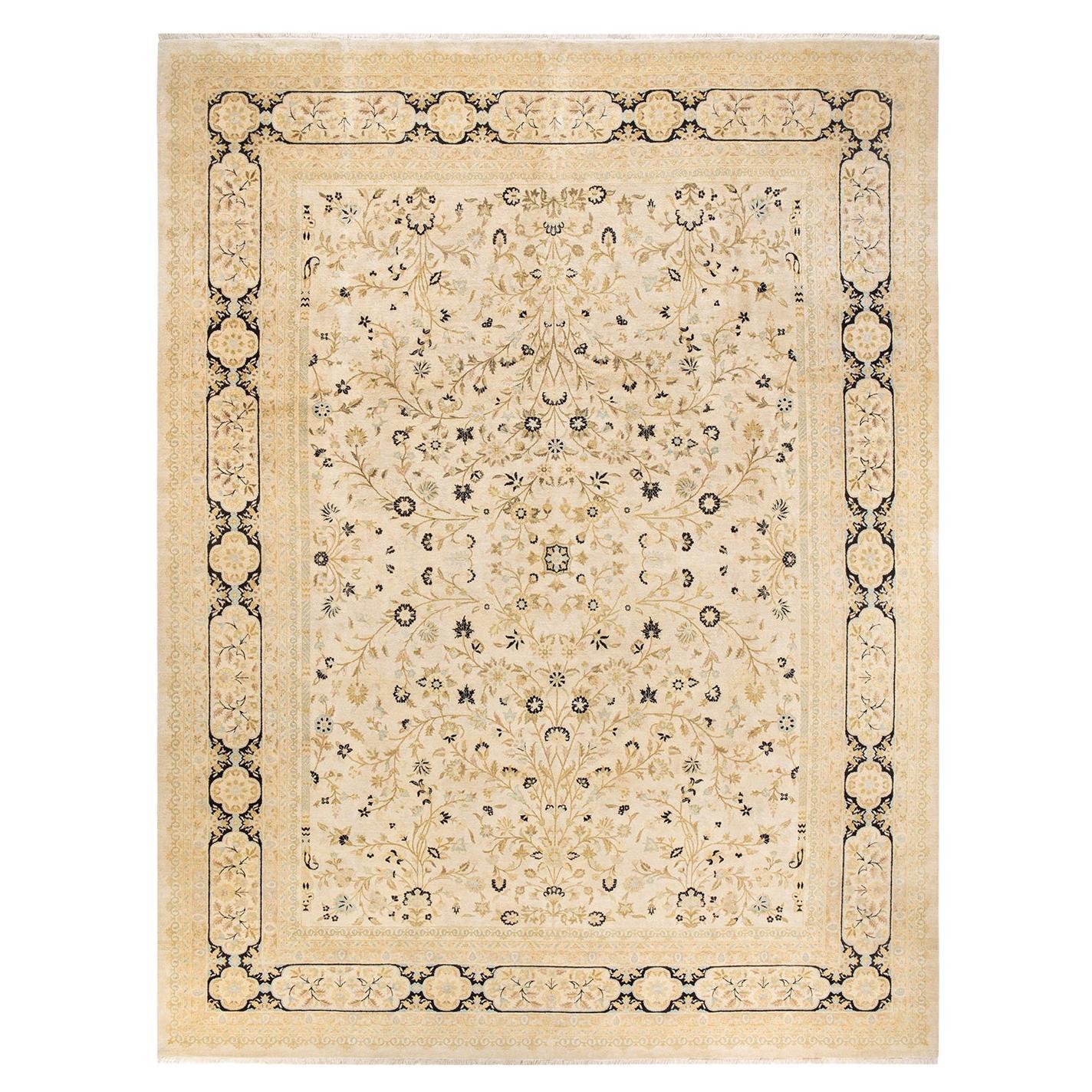One-of-a-kind Hand Knotted Oriental Mogul Ivory Area Rug