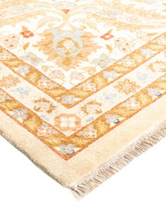 One-of-a-Kind Hand Knotted Oriental Mogul Ivory Area Rug