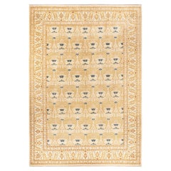 One-of-a-Kind Hand Knotted Oriental Mogul Ivory Area Rug