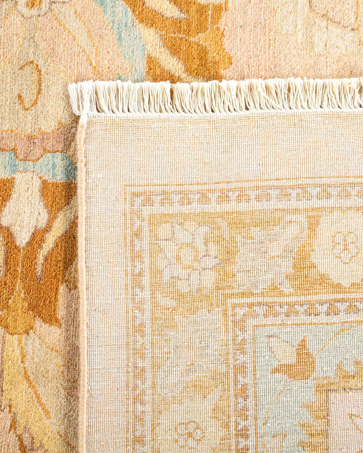 Handgeknüpfter orientalischer Mogul elfenbeinfarbener Teppich in Elfenbein, Unikat (21. Jahrhundert und zeitgenössisch) im Angebot