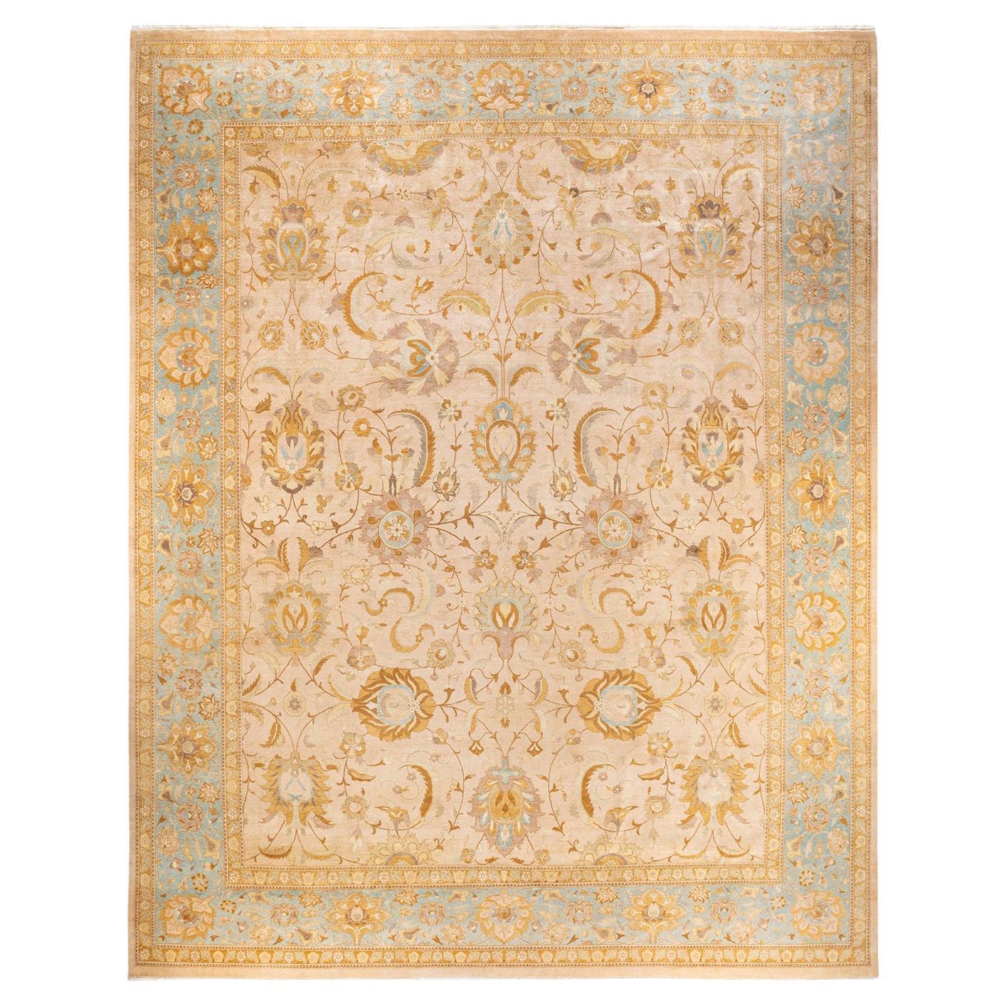 One-of-a-kind Hand Knotted Oriental Mogul Ivory Area Rug For Sale