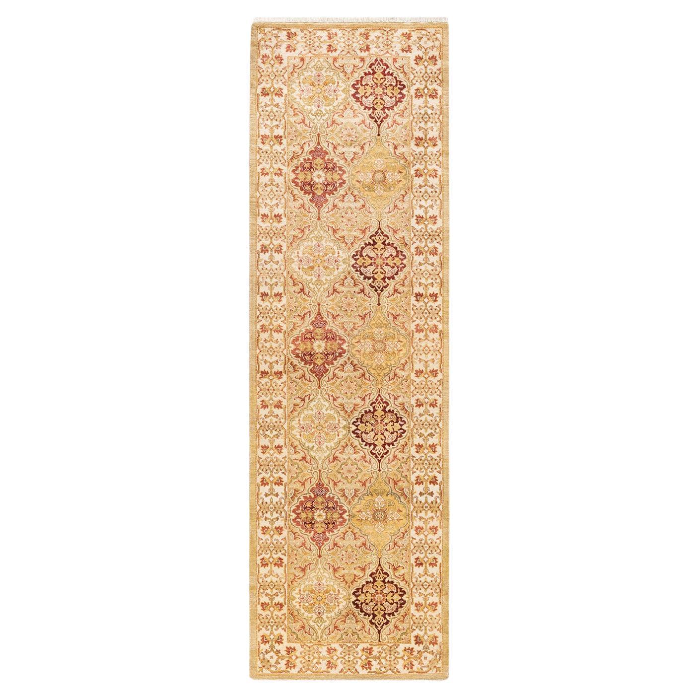 One-Of-A-Kind Hand Knotted Oriental Mogul Ivory Area Rug 2' 7" x 8' 9" For Sale