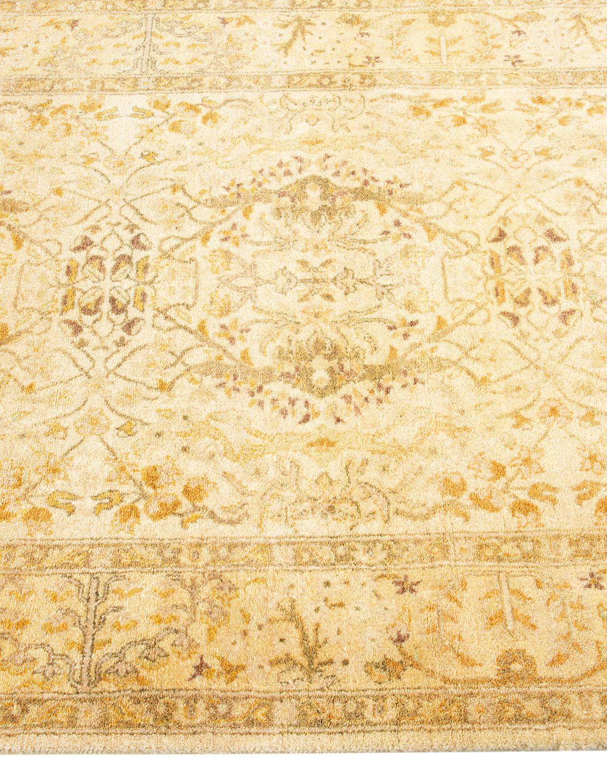 Handgeknüpfter orientalischer Mogul elfenbeinfarbener Teppich in Elfenbein, Unikat im Zustand „Neu“ im Angebot in Norwalk, CT