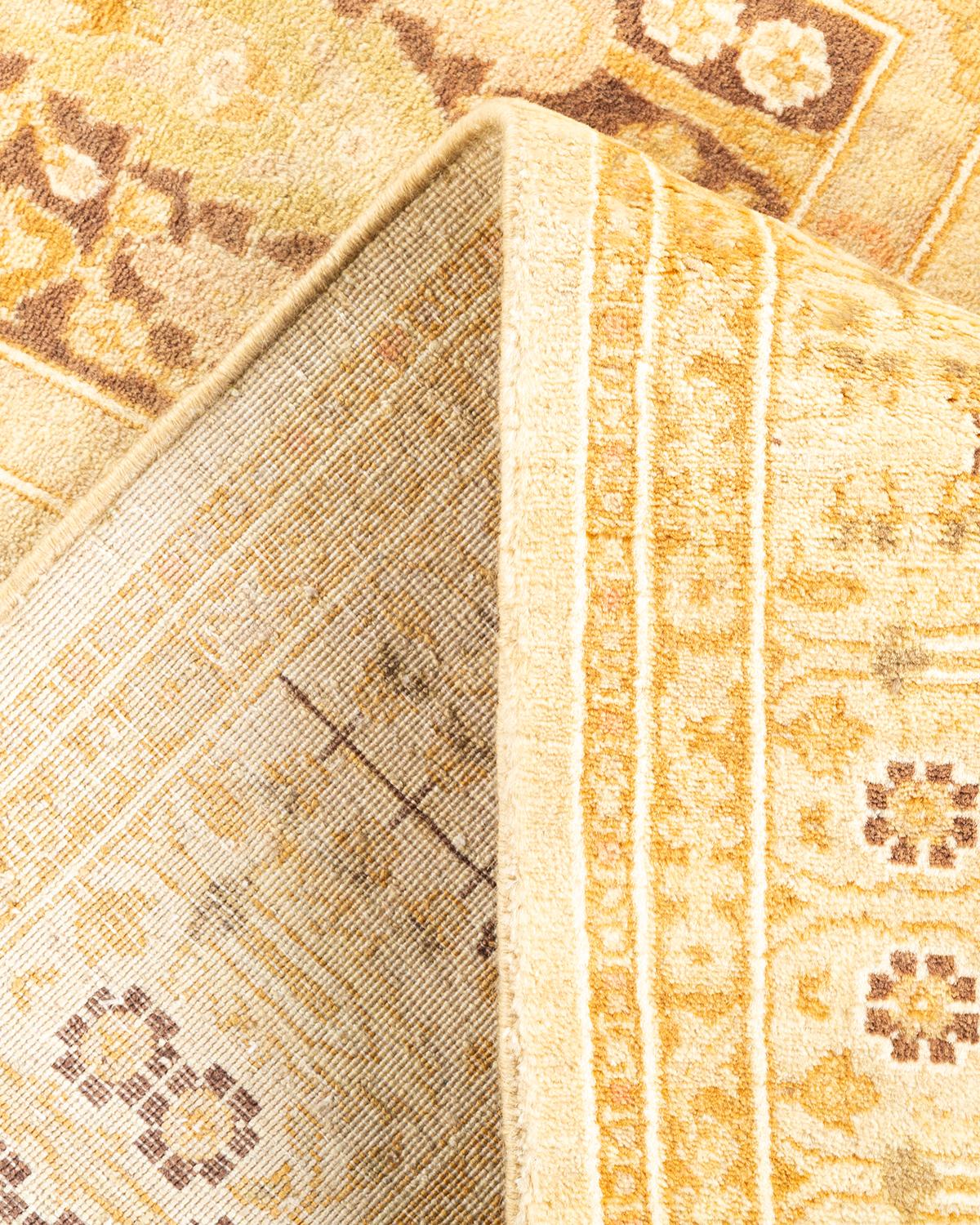 Wool One-of-a-Kind Hand Knotted Oriental Mogul Ivory Area Rug For Sale