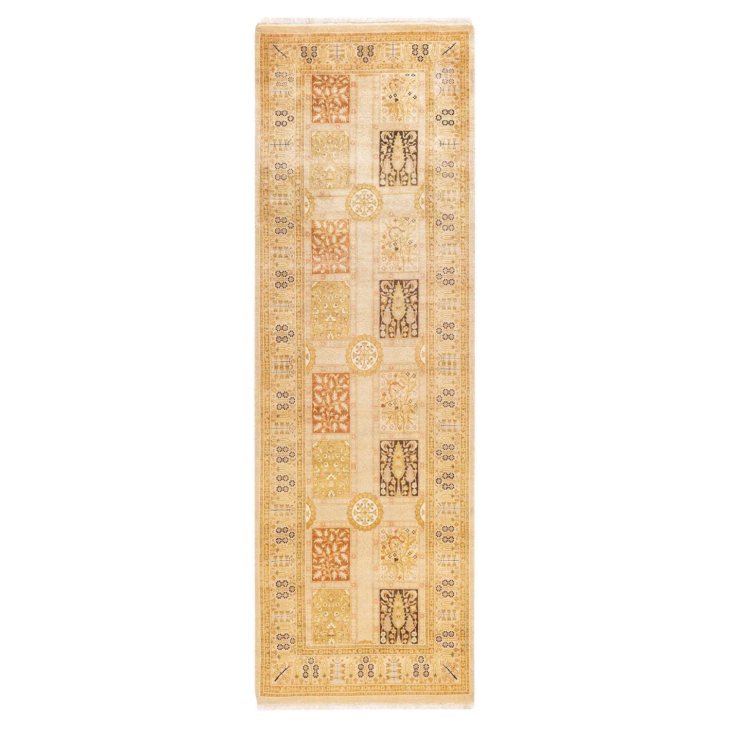 One-of-a-Kind Hand Knotted Oriental Mogul Ivory Area Rug