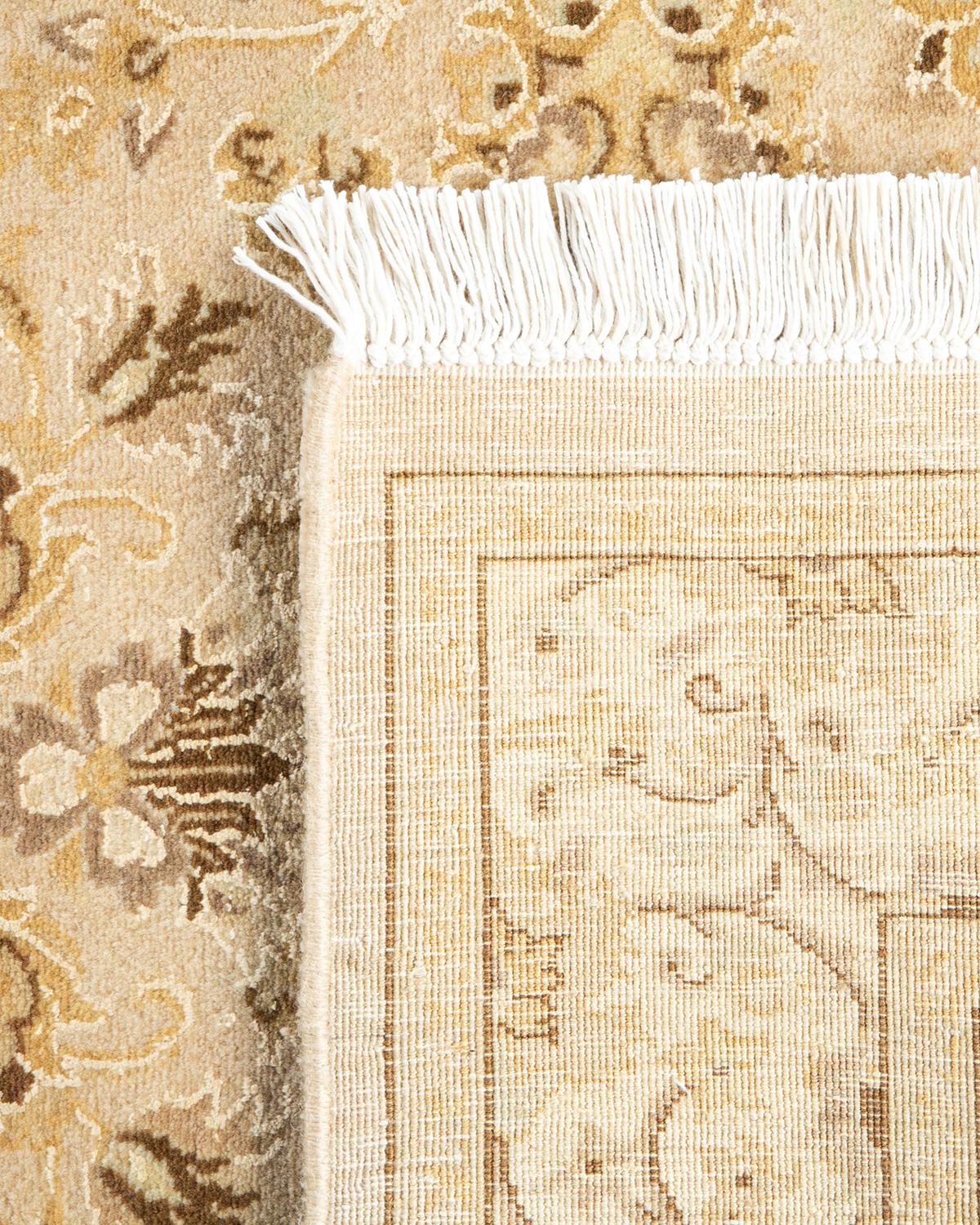 Contemporary One-of-a-kind Hand Knotted Oriental Mogul Ivory Area Rug For Sale