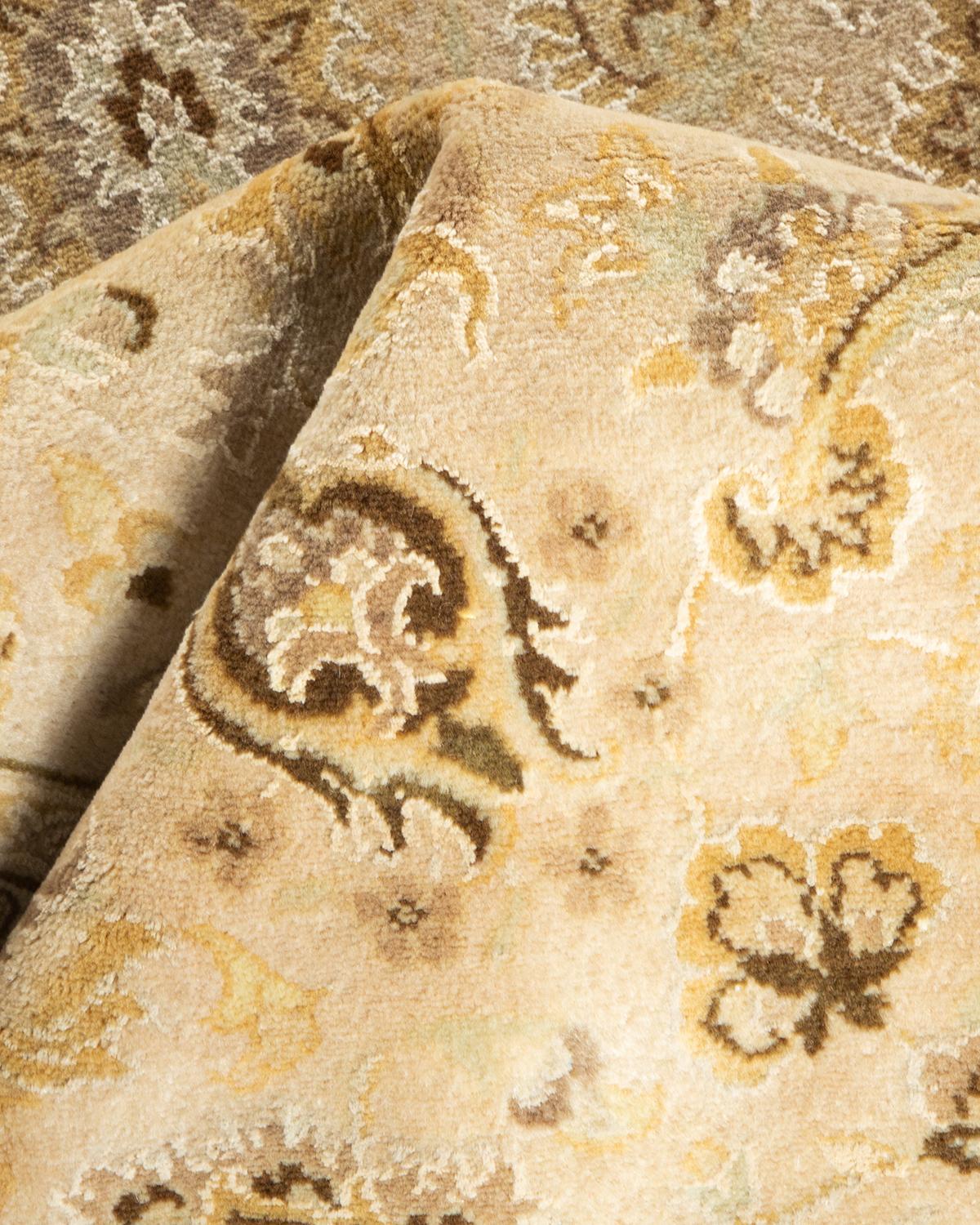 One-of-a-kind Hand Knotted Oriental Mogul Ivory Area Rug For Sale 1