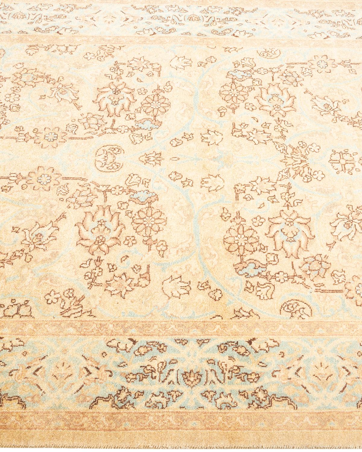 Tapis unique Oriental Mogul ivoire noué à la main unique en son genre Neuf - En vente à Norwalk, CT