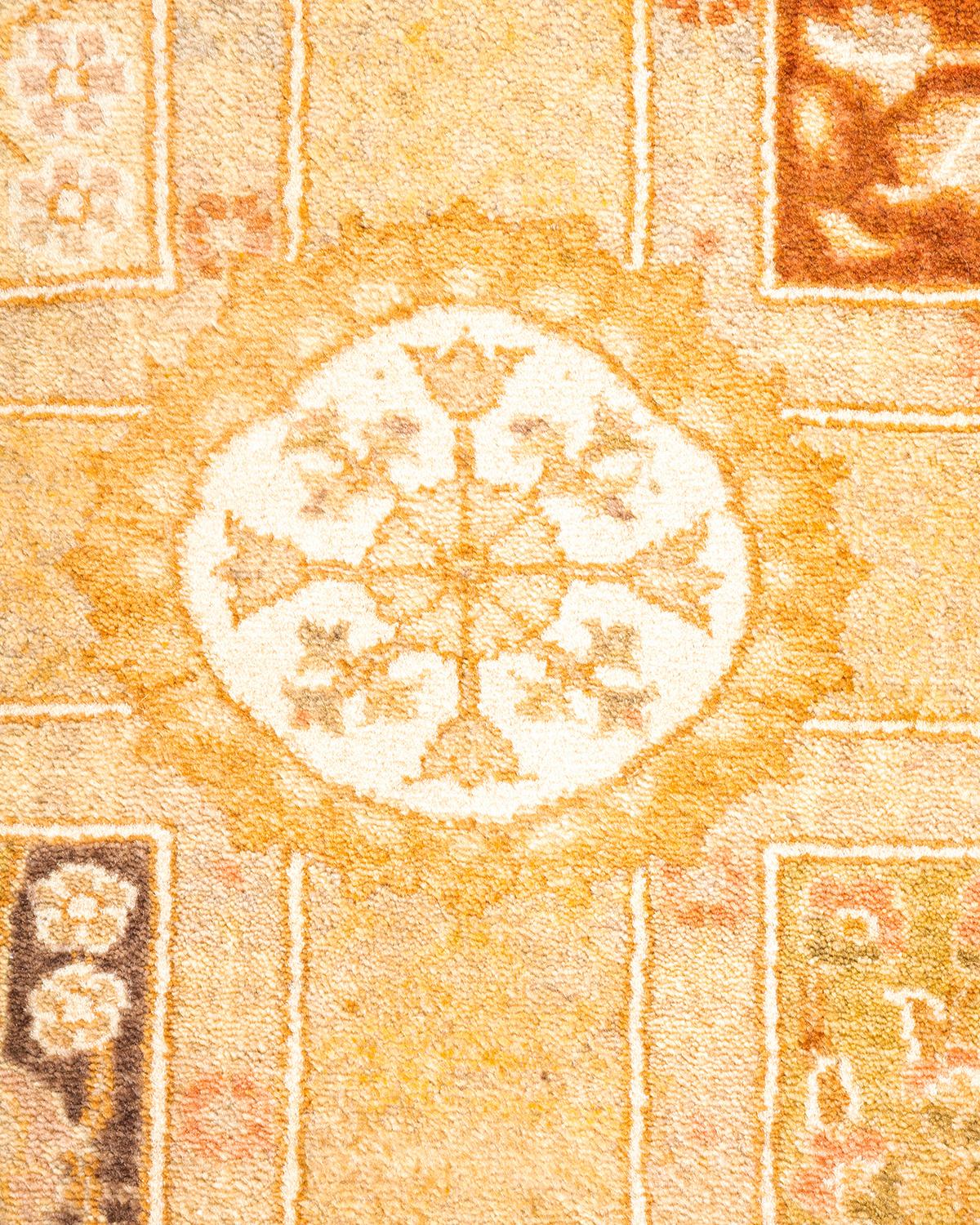 Pakistani One-Of-A-Kind Hand Knotted Oriental Mogul Ivory Area Rug For Sale
