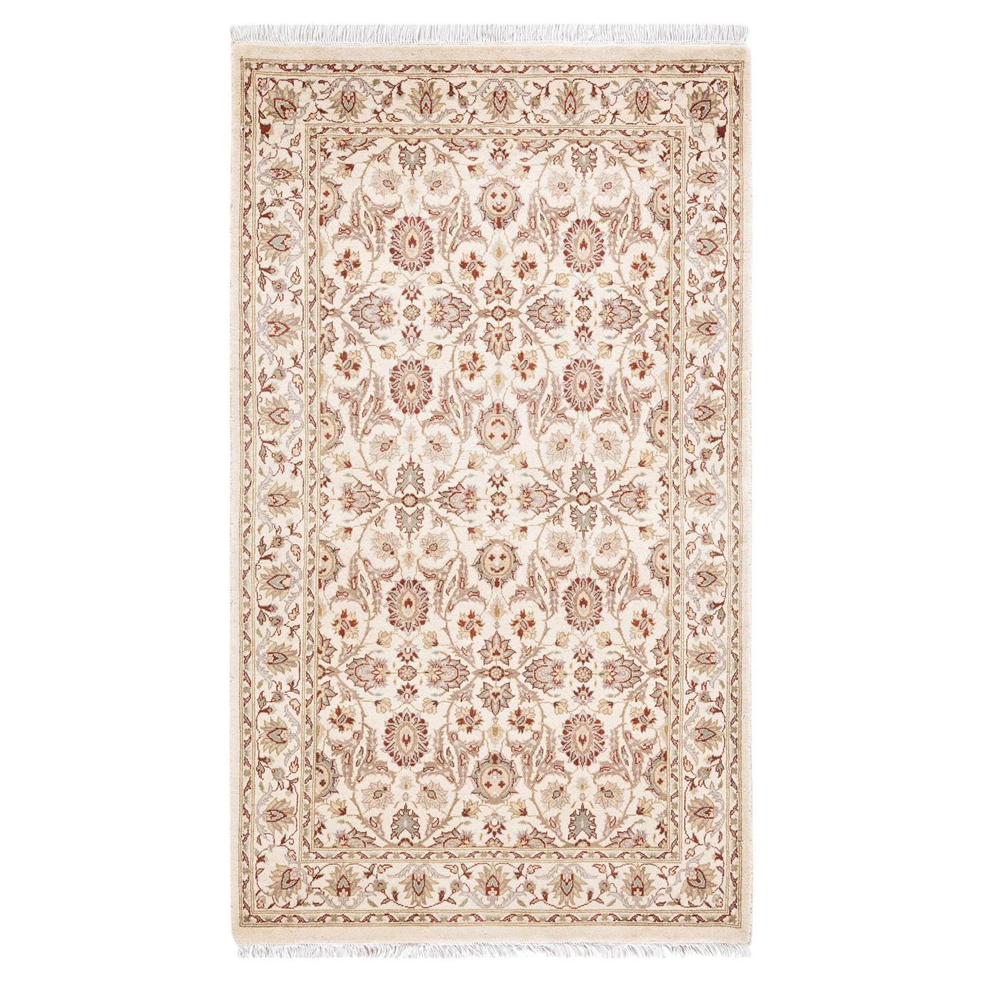 Tapis Oriental Mogul ivoire noué à la main unique en son genre