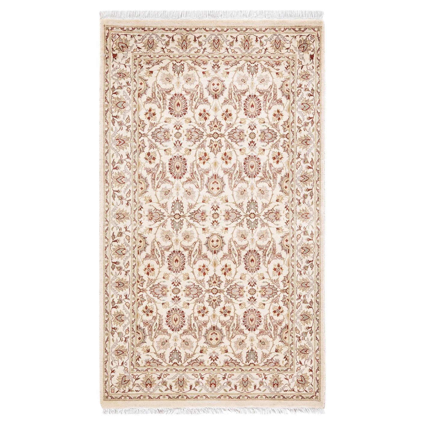 One-Of-A-Kind Hand Knotted Oriental Mogul Ivory Area Rug For Sale