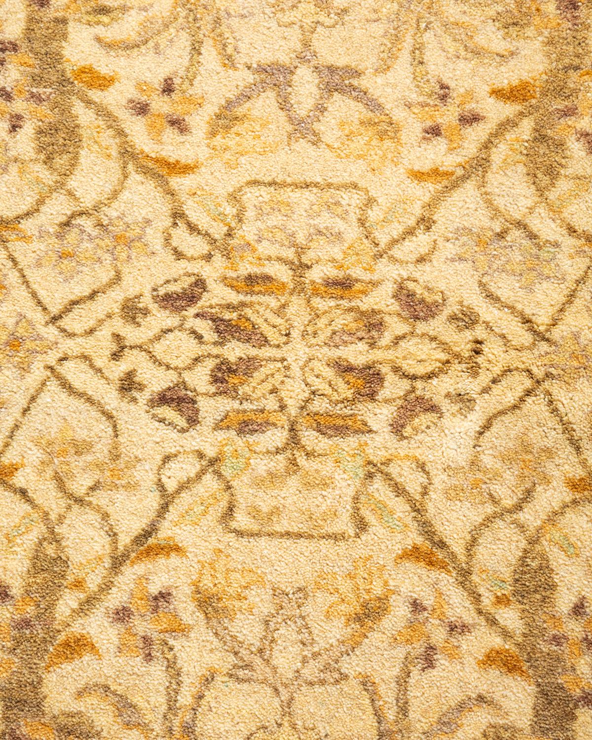 Handgeknüpfter orientalischer Mogul elfenbeinfarbener Teppich in Elfenbein, Unikat (Pakistanisch) im Angebot