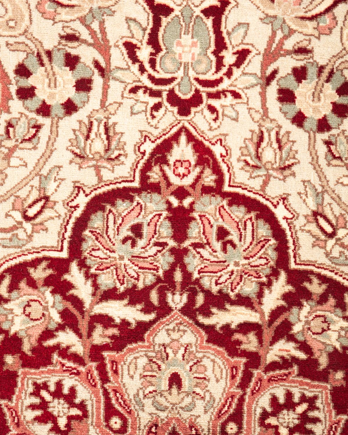 Handgeknüpfter orientalischer Mogul elfenbeinfarbener Teppich in Elfenbein, Unikat (Pakistanisch)