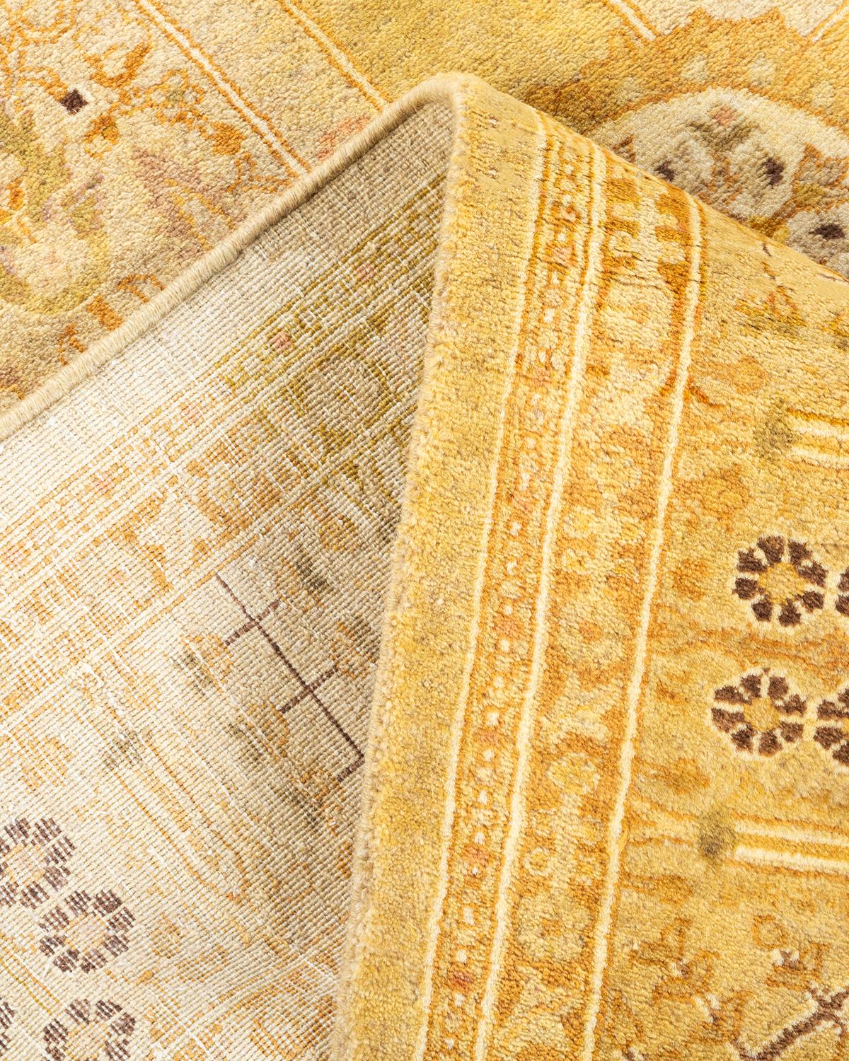 Laine Tapis Oriental Mogul ivoire noué à la main unique en son genre