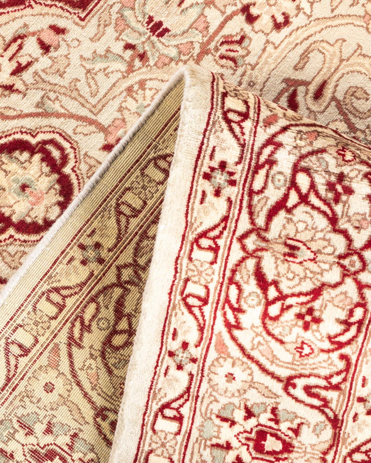 Handgeknüpfter orientalischer Mogul elfenbeinfarbener Teppich in Elfenbein, Unikat (Wolle)