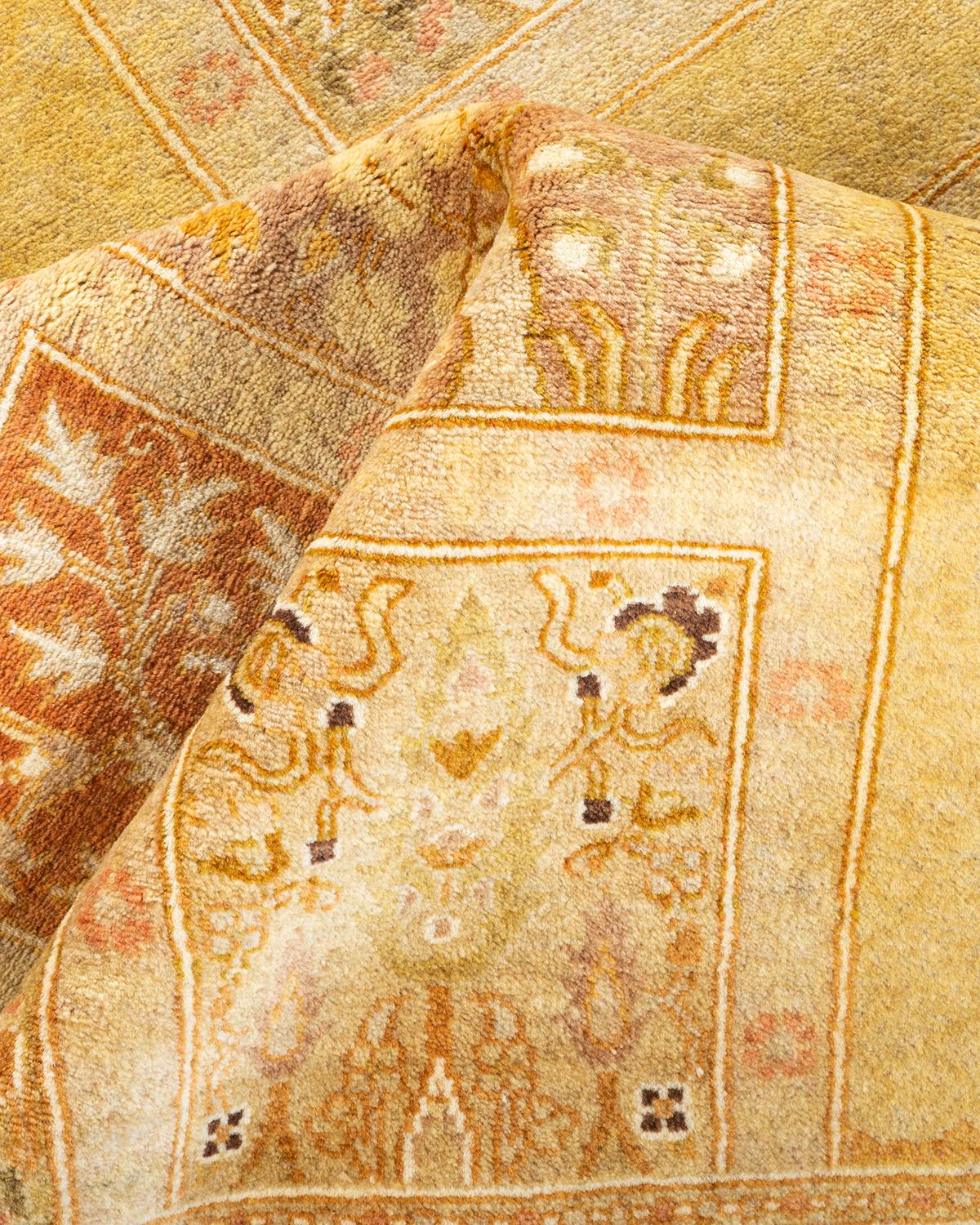 Tapis Oriental Mogul ivoire noué à la main unique en son genre 1