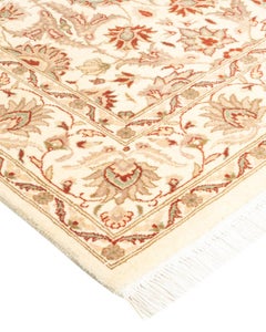 One-Of-A-Kind Hand geknüpft orientalischen Mogul Elfenbein Bereich Teppich 4' 1" x 6' 2"