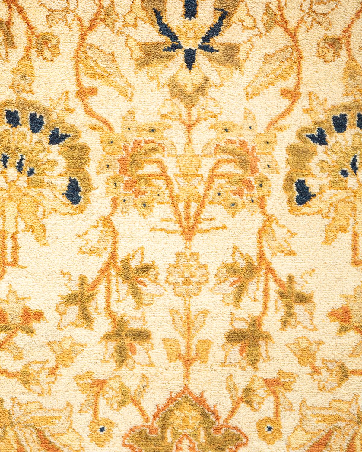 Pakistano Tappeto Oriental Mogul Ivory, unico nel suo genere, annodato a mano, 4' 1