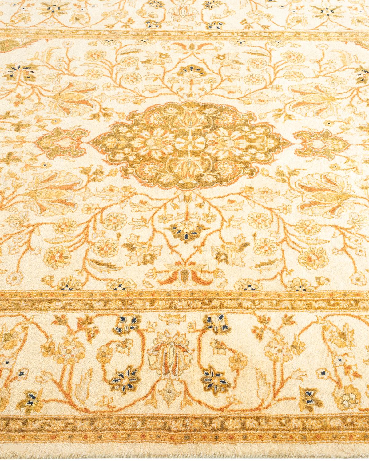 Tappeto Oriental Mogul Ivory, unico nel suo genere, annodato a mano, 4' 1