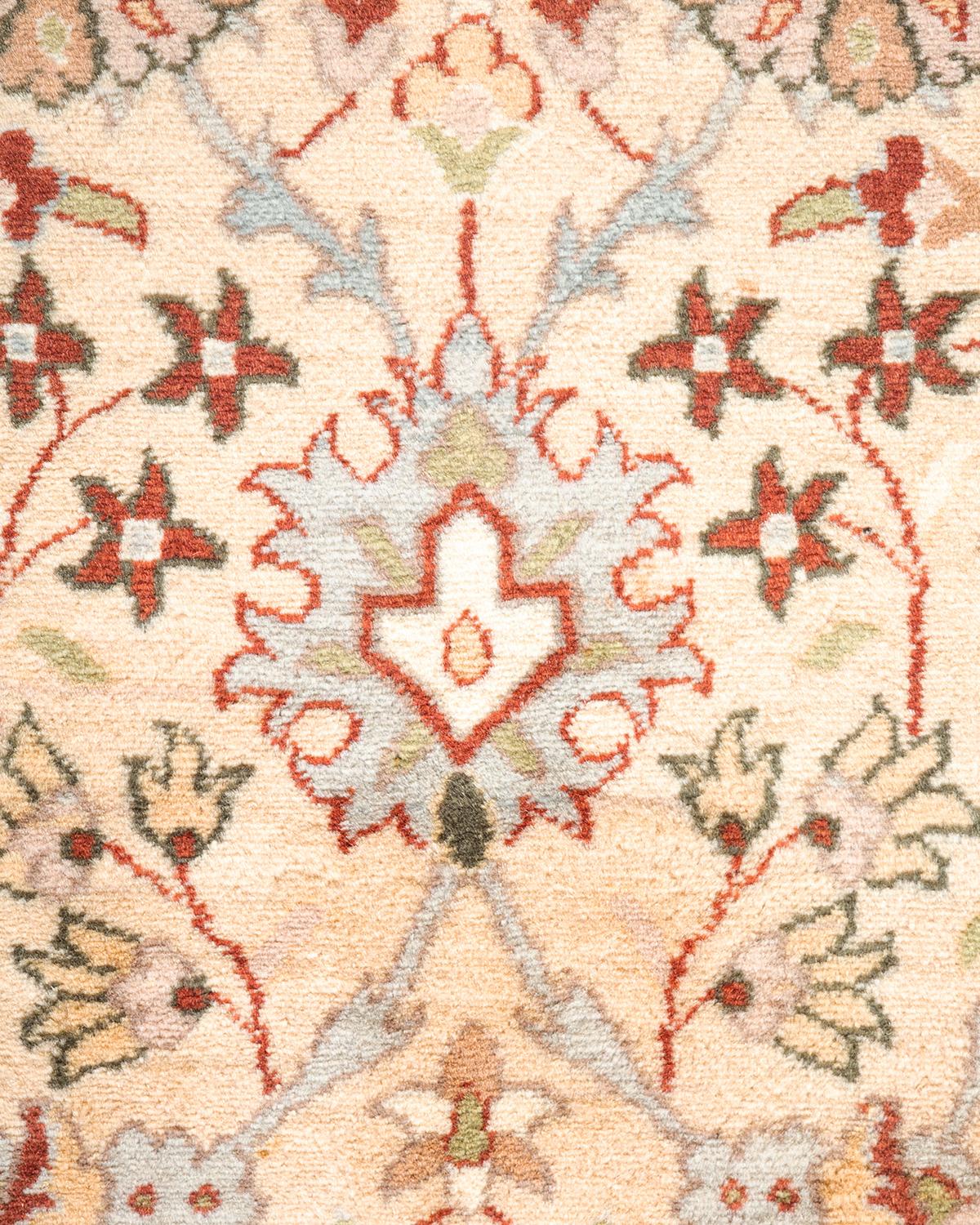 Pakistani One-of-a-Kind Hand Knotted Oriental Mogul Ivory Area Rug For Sale