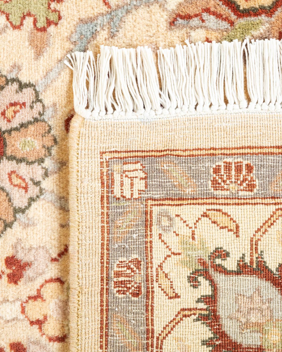 Contemporary One-of-a-Kind Hand Knotted Oriental Mogul Ivory Area Rug For Sale