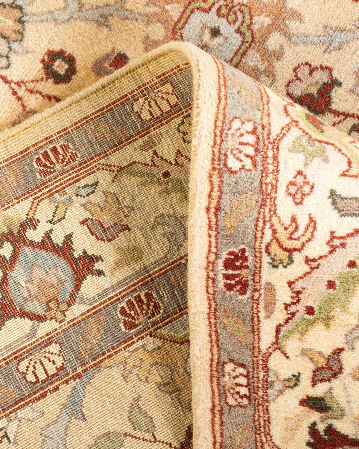 Wool One-of-a-Kind Hand Knotted Oriental Mogul Ivory Area Rug For Sale