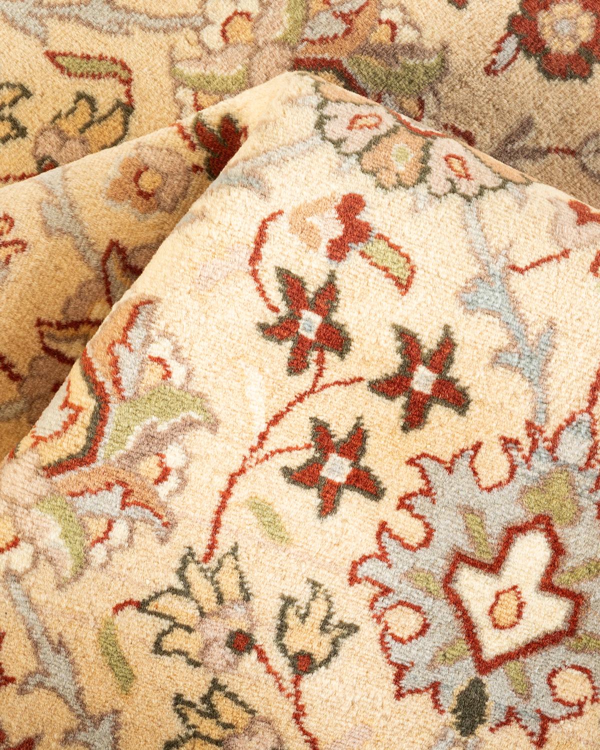 One-of-a-Kind Hand Knotted Oriental Mogul Ivory Area Rug For Sale 1