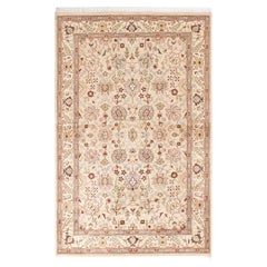 One-of-a-Kind Hand Knotted Oriental Mogul Ivory Area Rug