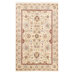 Tapis Oriental Mogul ivoire noué à la main unique en son genre