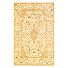 One-of-a-Kind Hand Knotted Oriental Mogul Ivory Area Rug