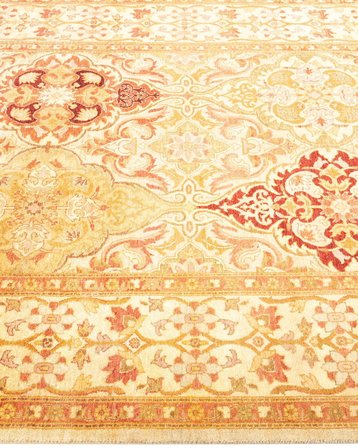 One-of-a-Kind Hand Knotted Oriental Mogul Ivory Area Rug In New Condition For Sale In Norwalk, CT