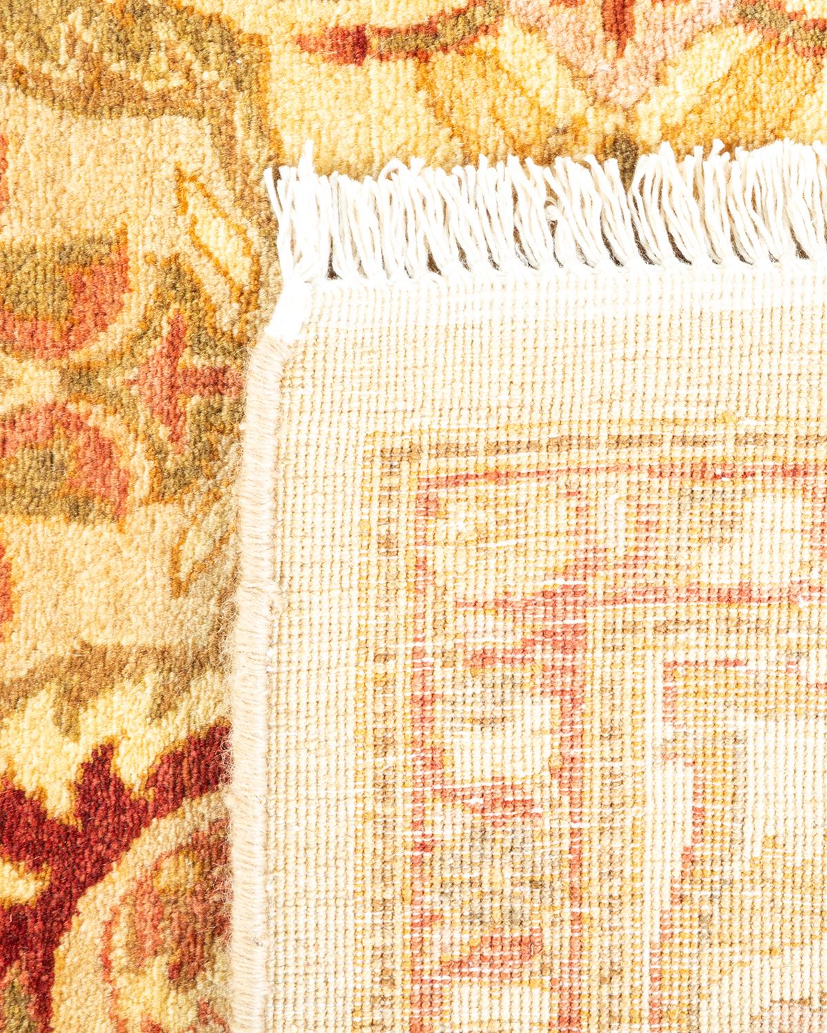 Handgeknüpfter orientalischer Mogul Elfenbeinfarbener Teppich, Unikat (Wolle) im Angebot