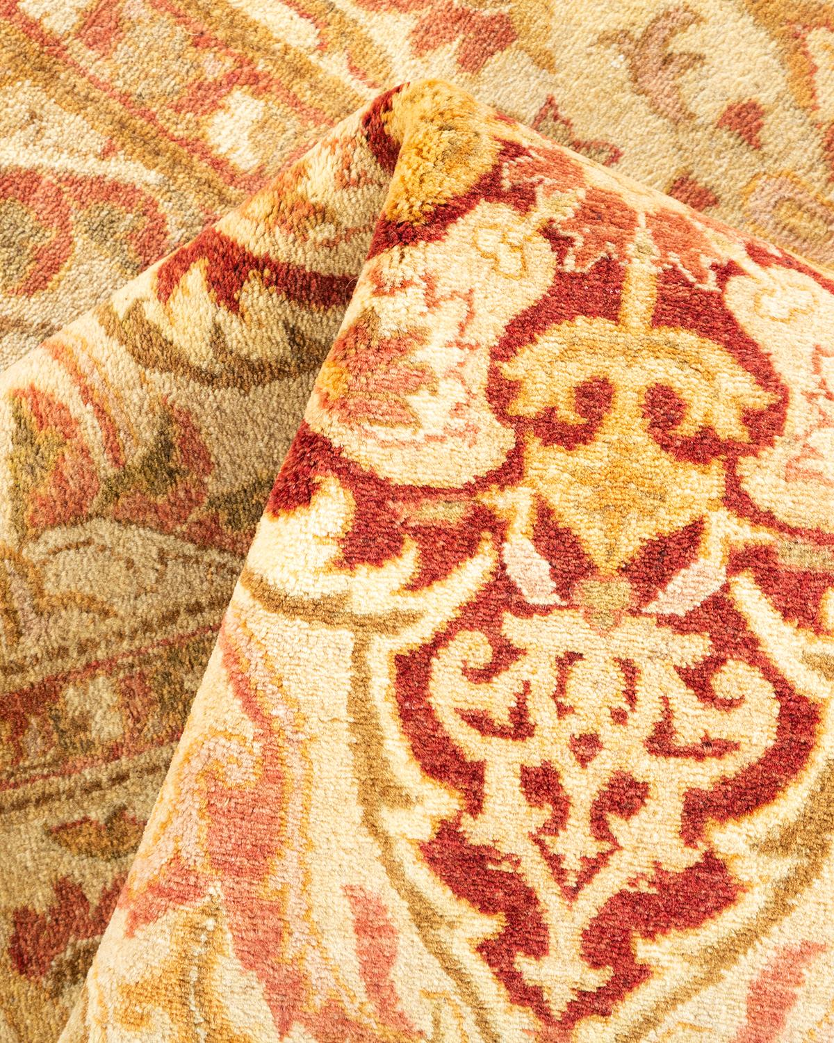 Tapis Oriental Mogul ivoire noué à la main, unique en son genre 1