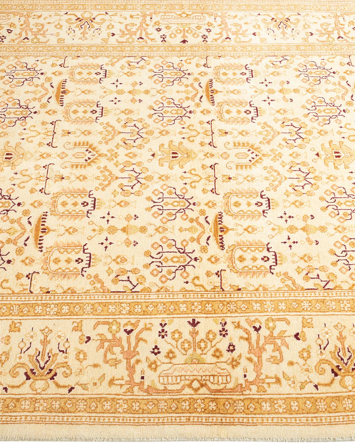 One-Of-A-Kind Hand Knotted Oriental Mogul Ivory Area Rug In New Condition For Sale In Norwalk, CT