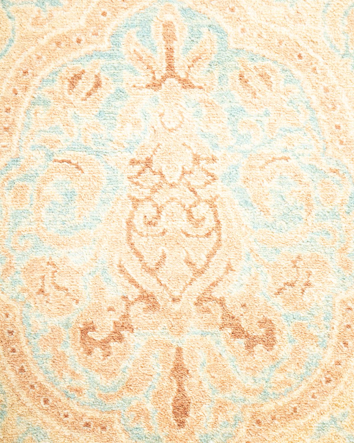 Handgeknüpfter orientalischer Mogul elfenbeinfarbener Teppich in Elfenbein, Unikat im Zustand „Neu“ im Angebot in Norwalk, CT