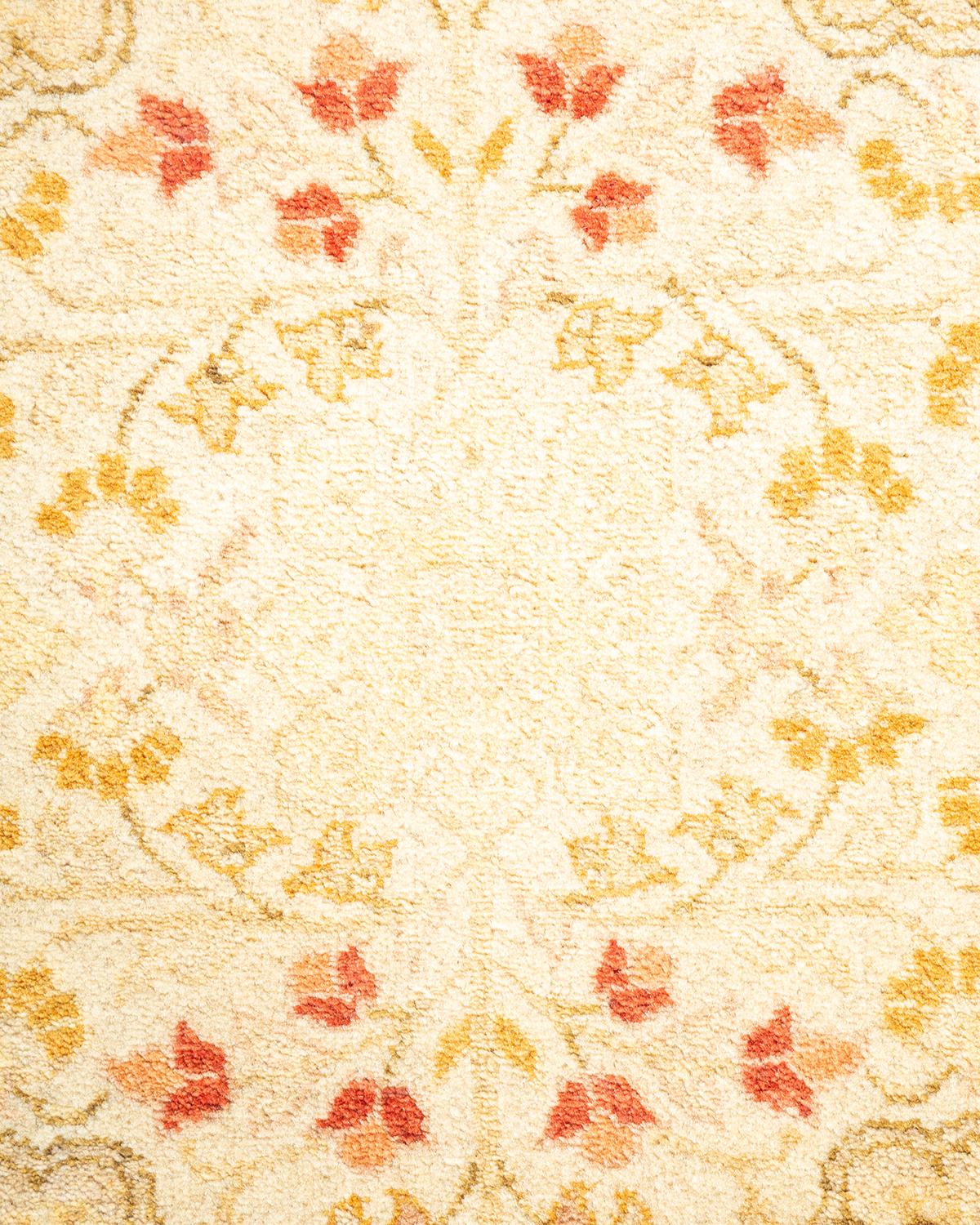Pakistani One-of-a-kind Hand Knotted Oriental Mogul Ivory Area Rug For Sale
