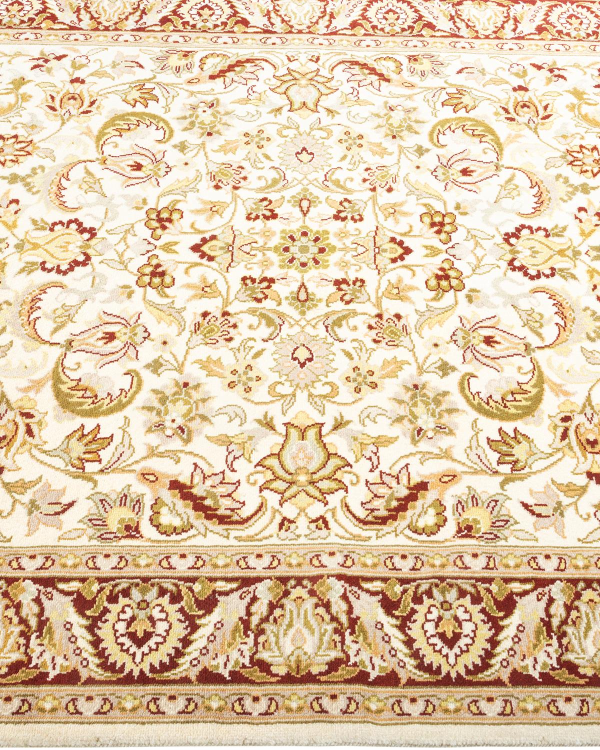 One-Of-A-Kind Hand Knotted Oriental Mogul Ivory Area Rug In New Condition For Sale In Norwalk, CT