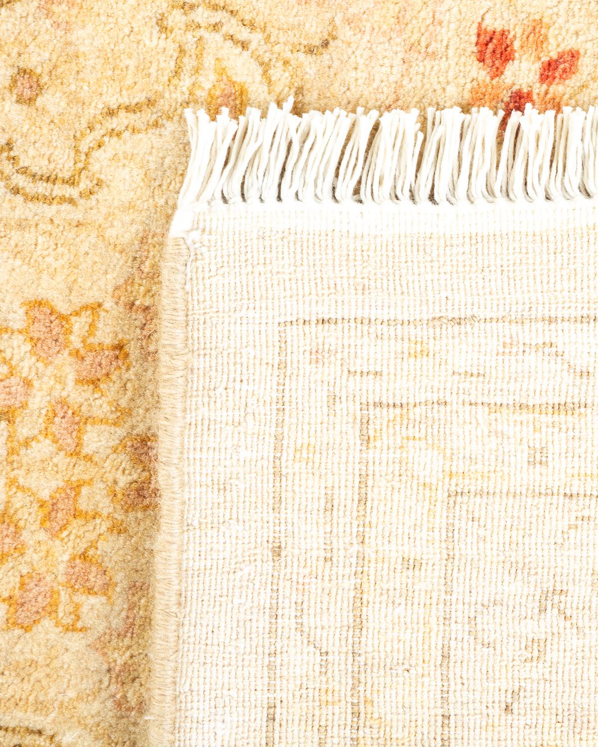 Contemporary One-of-a-kind Hand Knotted Oriental Mogul Ivory Area Rug For Sale