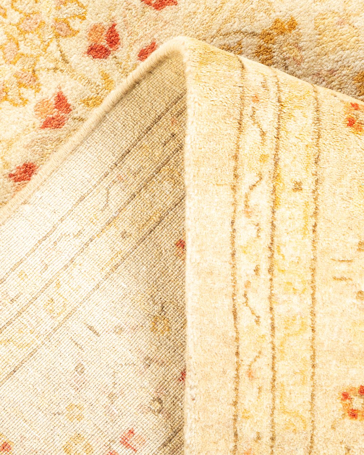 Wool One-of-a-kind Hand Knotted Oriental Mogul Ivory Area Rug For Sale