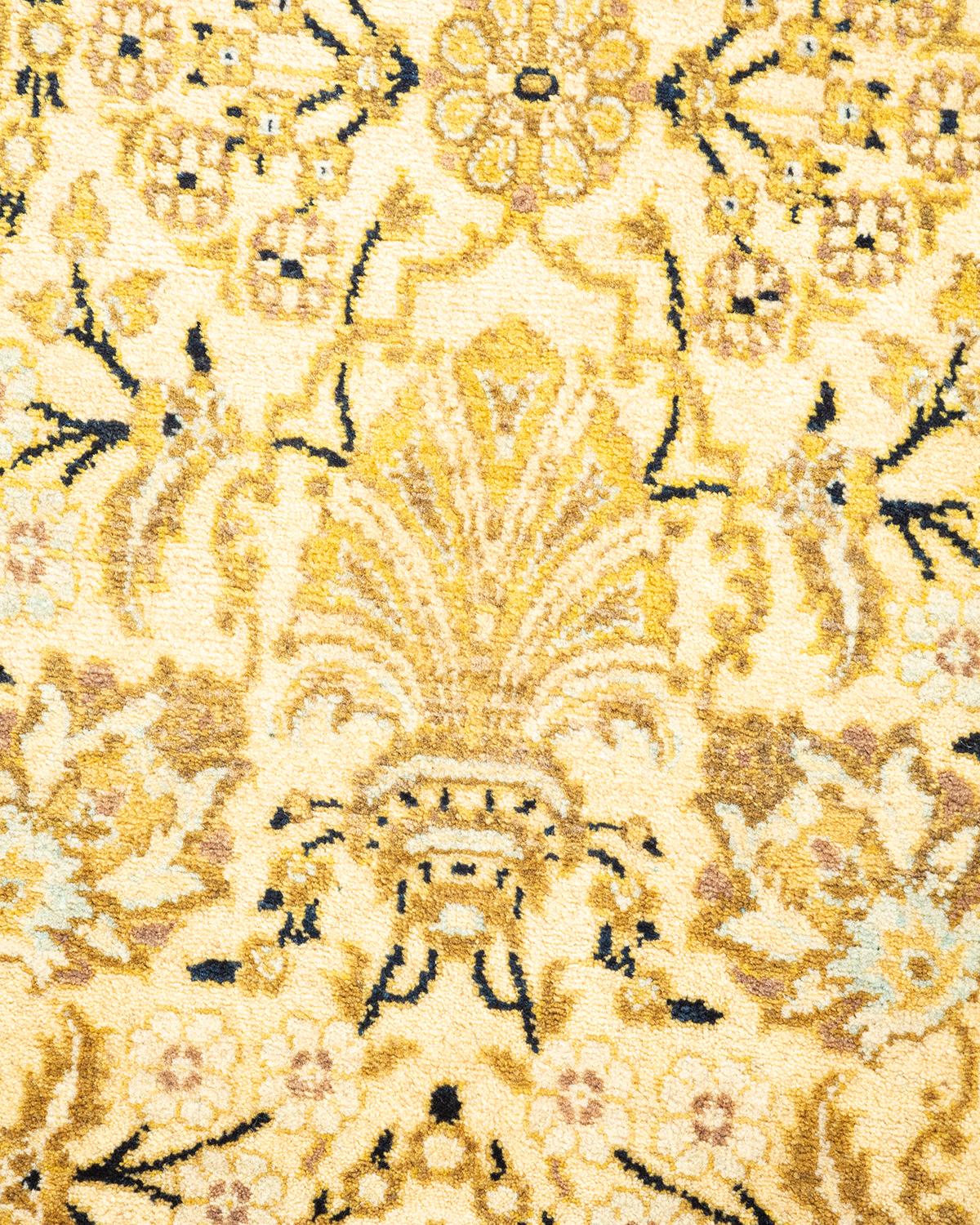 Pakistani One-Of-A-Kind Hand Knotted Oriental Mogul Ivory Area Rug For Sale