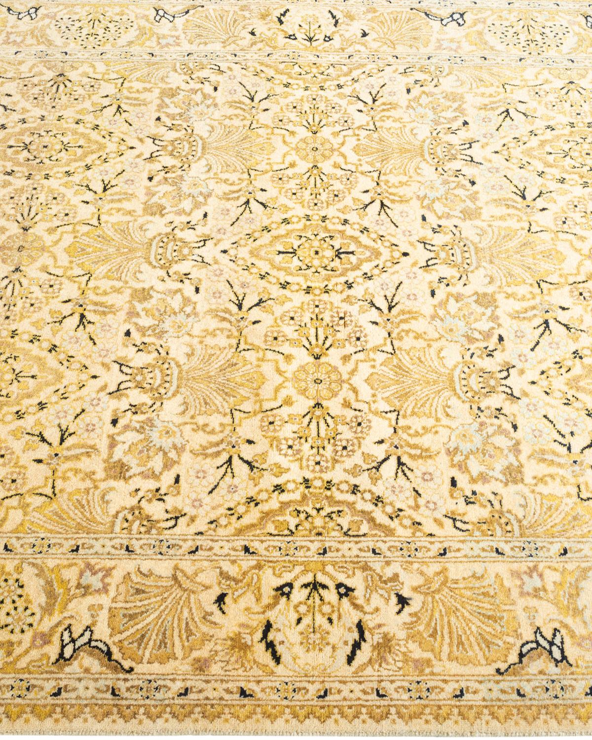 One-Of-A-Kind Hand Knotted Oriental Mogul Ivory Area Rug In New Condition For Sale In Norwalk, CT