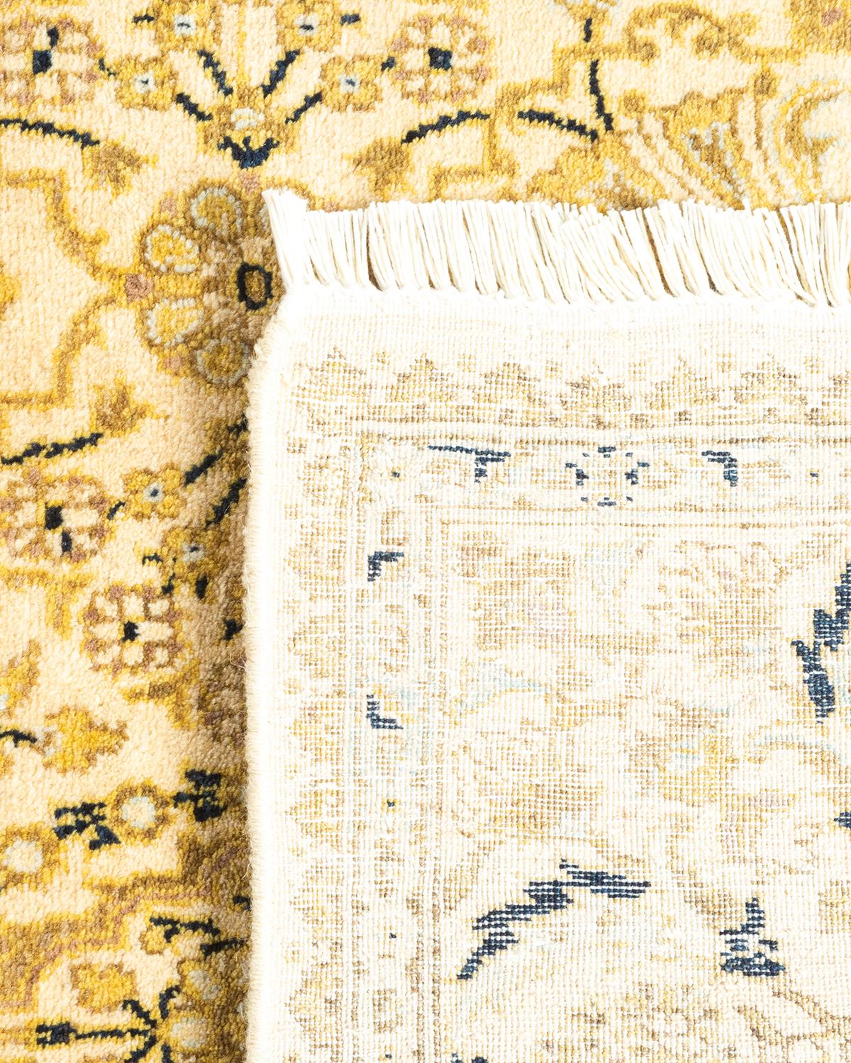 Contemporary One-Of-A-Kind Hand Knotted Oriental Mogul Ivory Area Rug For Sale