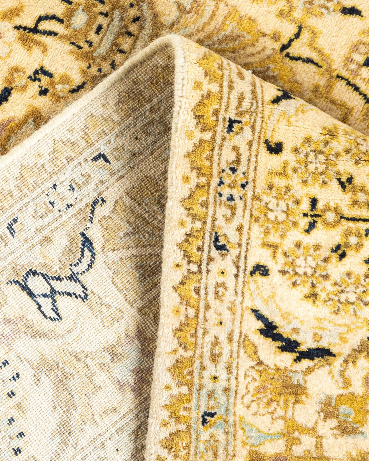 Wool One-Of-A-Kind Hand Knotted Oriental Mogul Ivory Area Rug For Sale