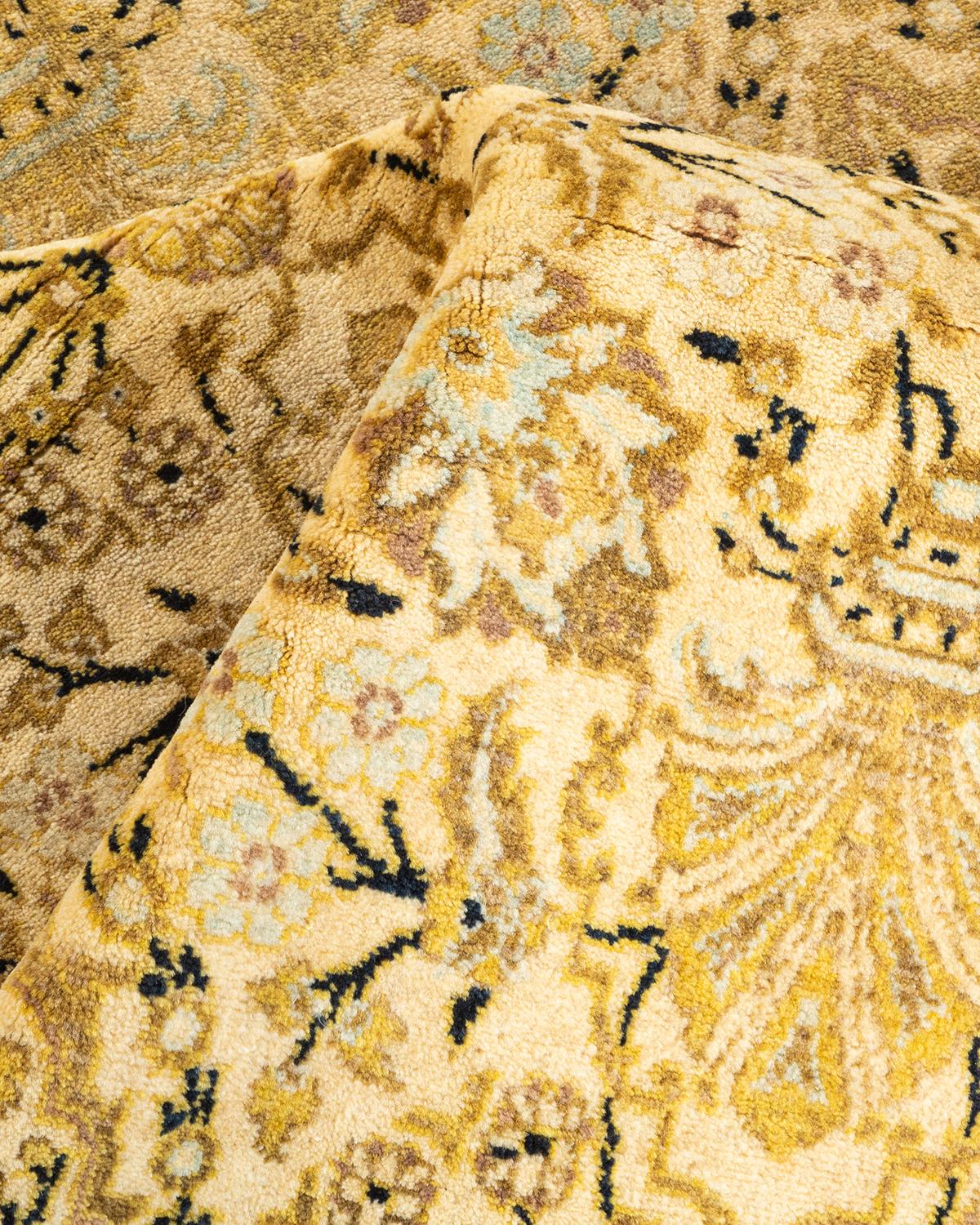 One-Of-A-Kind Hand Knotted Oriental Mogul Ivory Area Rug For Sale 1
