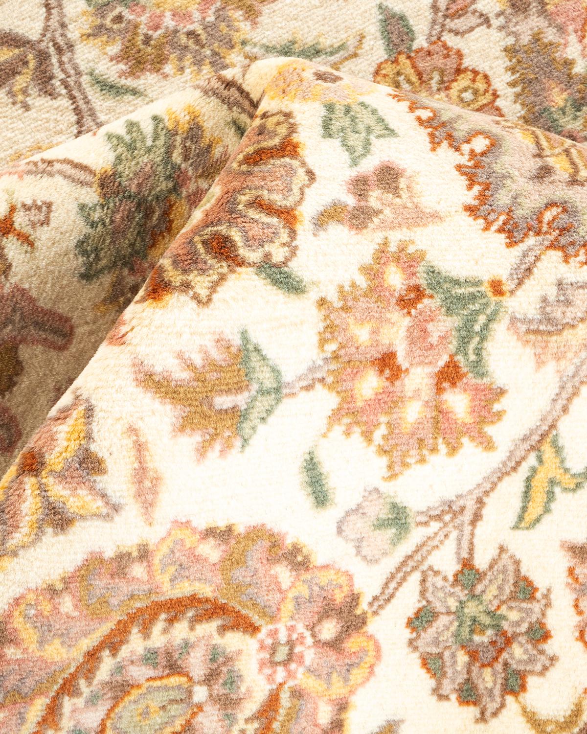 Tapis Oriental Mogul ivoire noué à la main, unique en son genre en vente 1