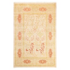 One-of-a-kind Hand Knotted Oriental Mogul Ivory Area Rug